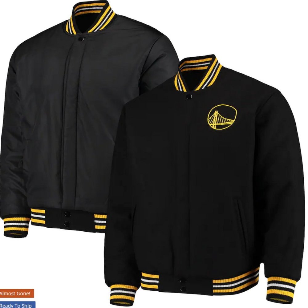 JH Design Gold Blooded Golden State Warriors Reversible Full-Snap Jacket - MEN
